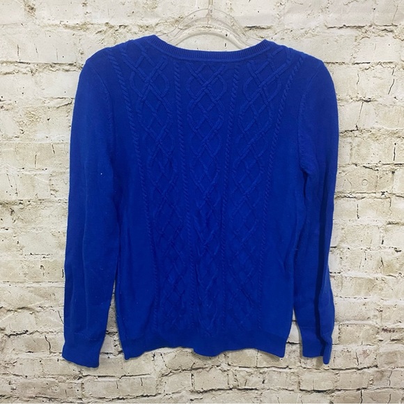 Talbots Royal Blue Lambswool Blend Button Shoulder Sweater - Picture 3 of 5